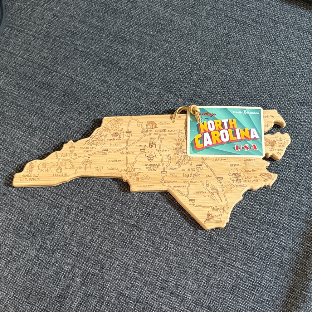 North Carolina Wooden Map Serving Board